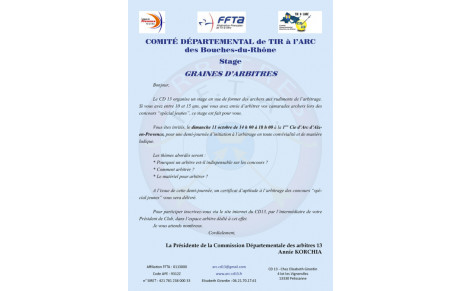 Stage Graine d'Arbitres le 11 Octobre